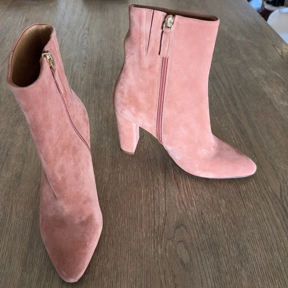 Sézane Adele Ankle‎ Boots-Blush Suede Leather Italian Heels-3.5